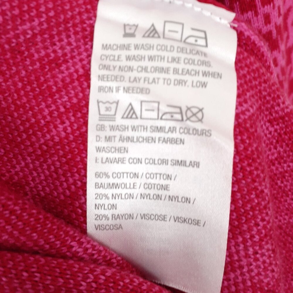 Isaac Mizrahi Live Womens Sweater Cardigan 2X Plaid Jacquard Red Pink NWOT 735A - Picture 6 of 6